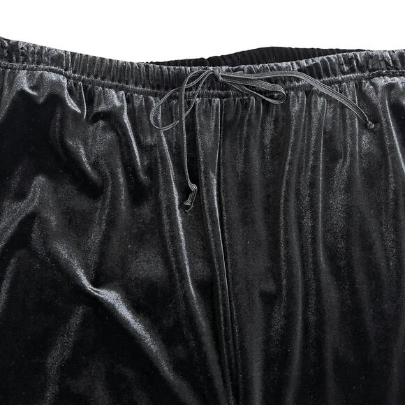 Liz Claiborne Pants Women Large Pull On Elastic Waist Black Velour Soft Flowy - Picture 3 of 6